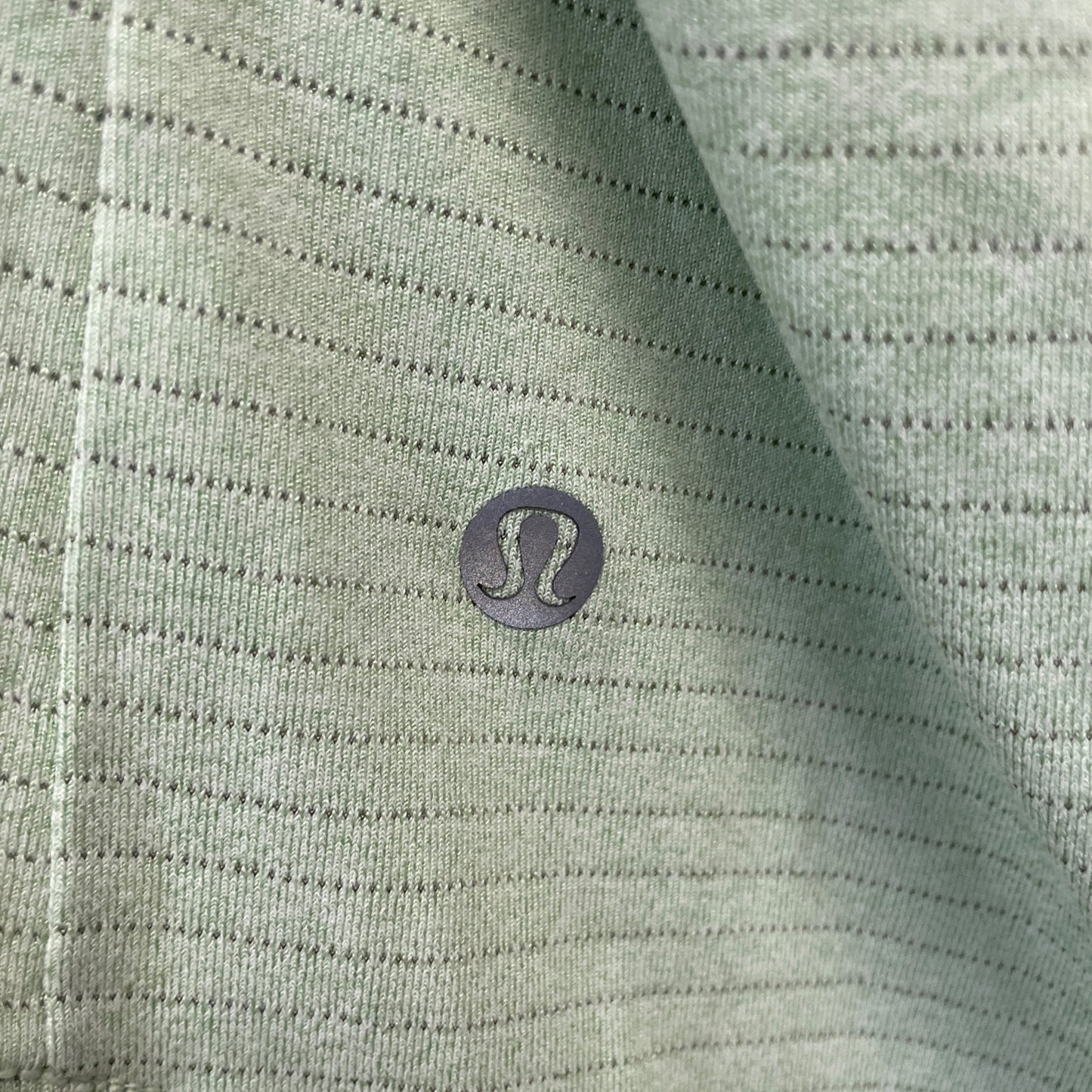 Lululemon Mens Green Striped Dry Sense Activewear Short Sleeve Shirt Size S