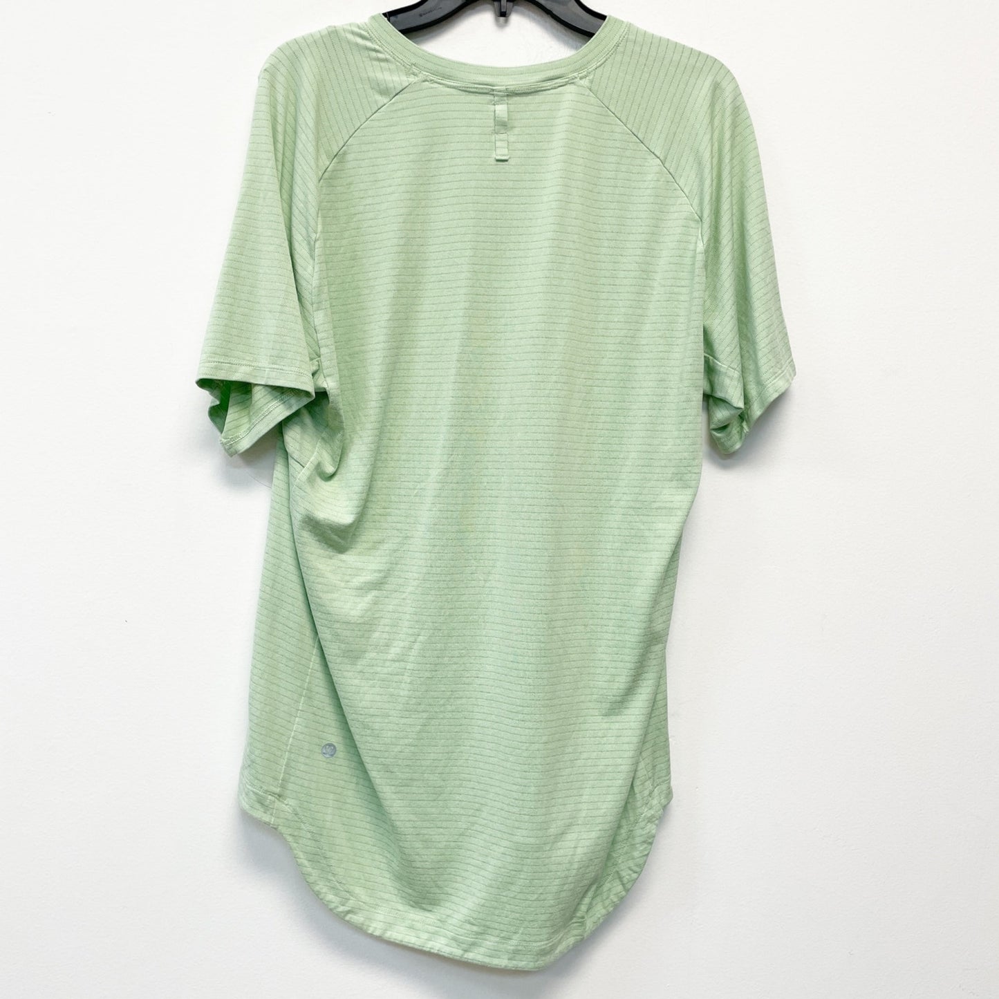 Lululemon Mens Green Striped Dry Sense Activewear Short Sleeve Shirt Size S
