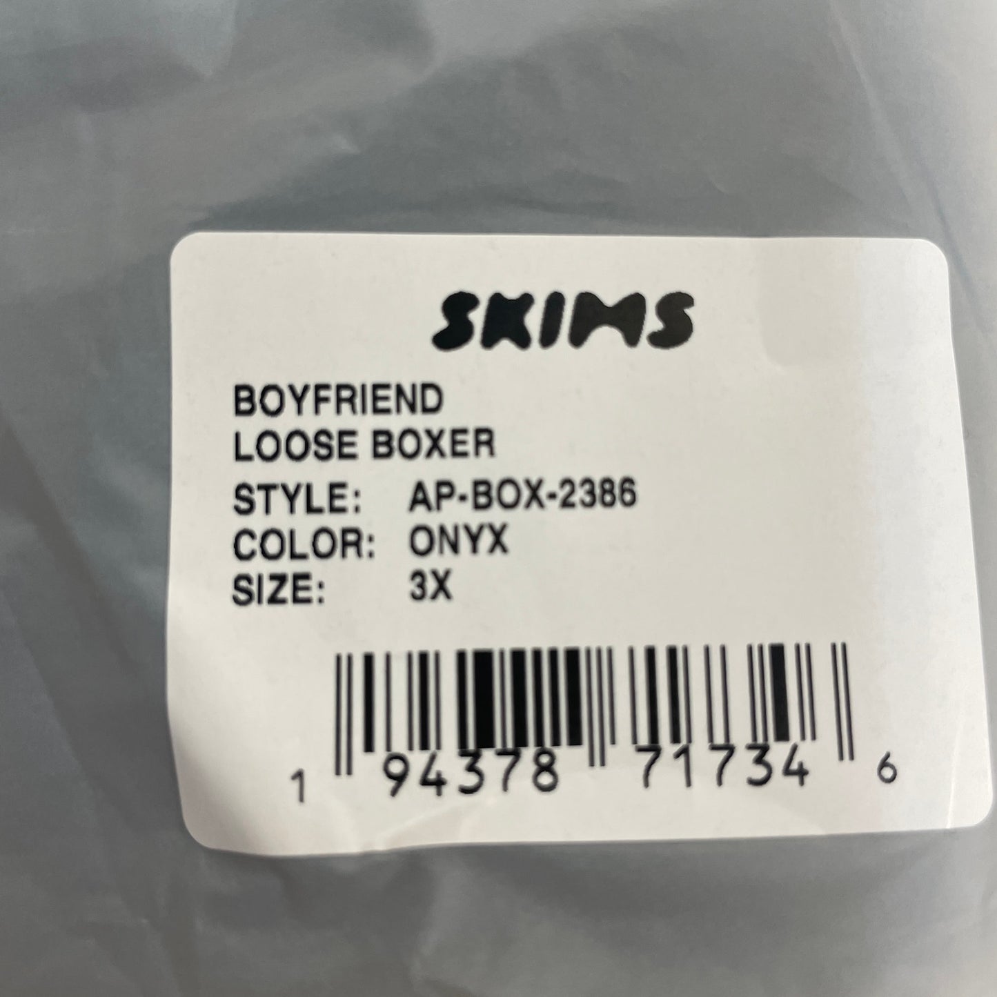 Skims NWT Women's 3X Black Onyx Boyfriend Loose Boxer Shorts