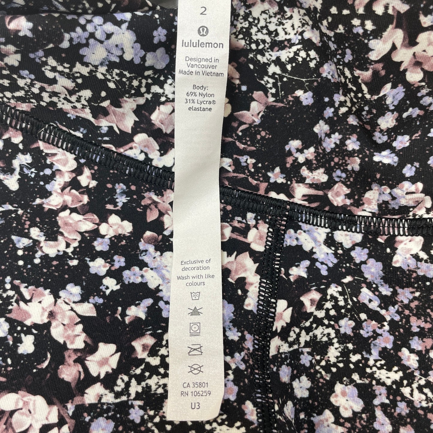 Lululemon Women's 2 Floral High Rise Wunder Under HR Yoga Workout Tight 25"