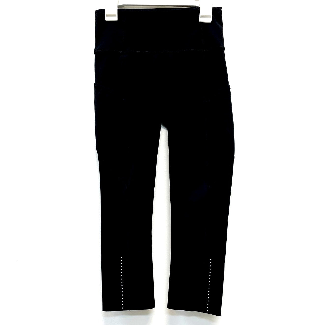 Lululemon Women's 4 Black Fast And Free Side Pockets Stretch Crop Leggings