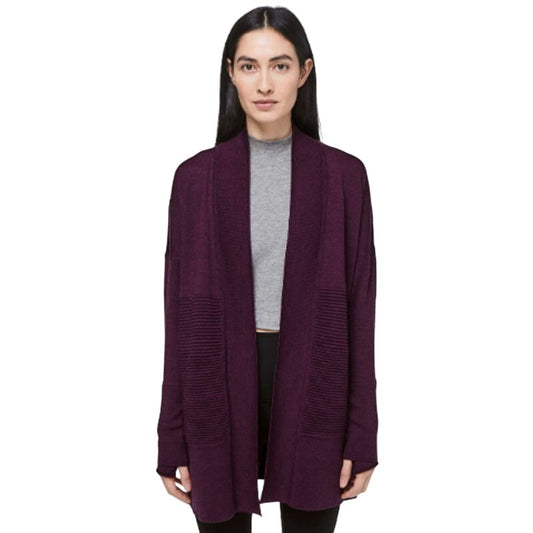 Lululemon Women's 4 Heathered Plum Sit In Lotus Wrap Cozy Lightweight Cardigan